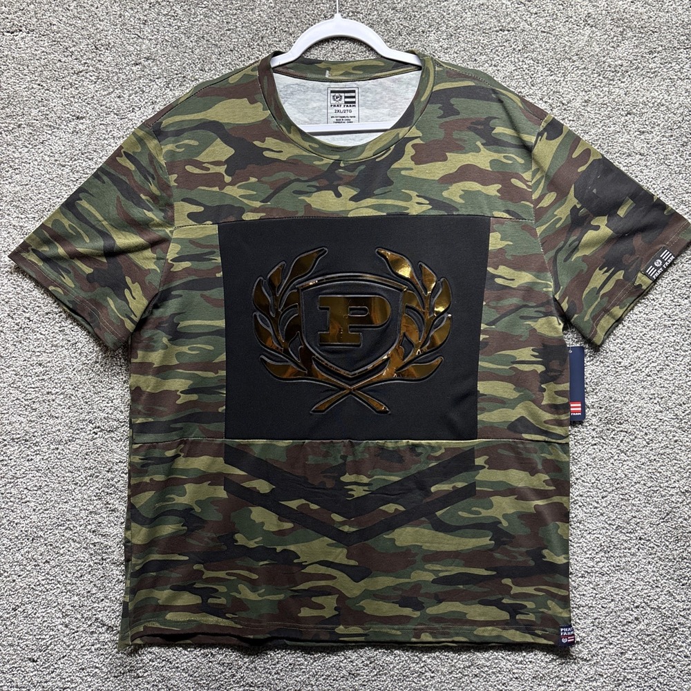 VTG Phat Farm T-Shirt Men's Size 2XL Camo Embroidered Logo Short Sleeve NWT